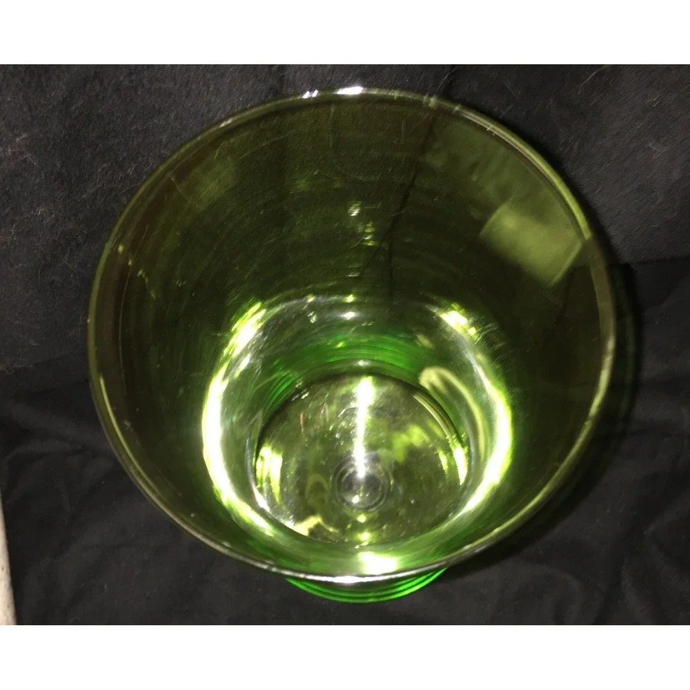 Vintage Green and Clear Glass Pedestal Vase
